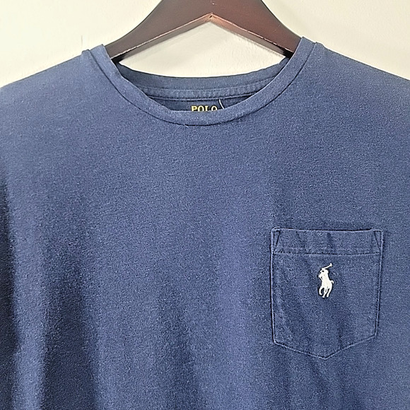 Polo Ralph Lauren Men’s T Shirt Medium Blue Pocket Tee Stretch Cotton Pony Logo - Picture 4 of 7